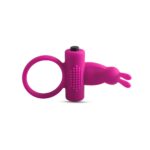 anello fallico vibrante in silicone elastico fucsia con stimolatore clitorideo a orecchie di coniglio per coppia Funny Rabbit Aura focus orecchie clitoridee