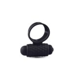 anello fallico vibrante in silicone elastico nero con forma ergonomica a gabbia per erezione duratura e bullet a bottone Silver Cage Core dettaglio profilo a gabbia