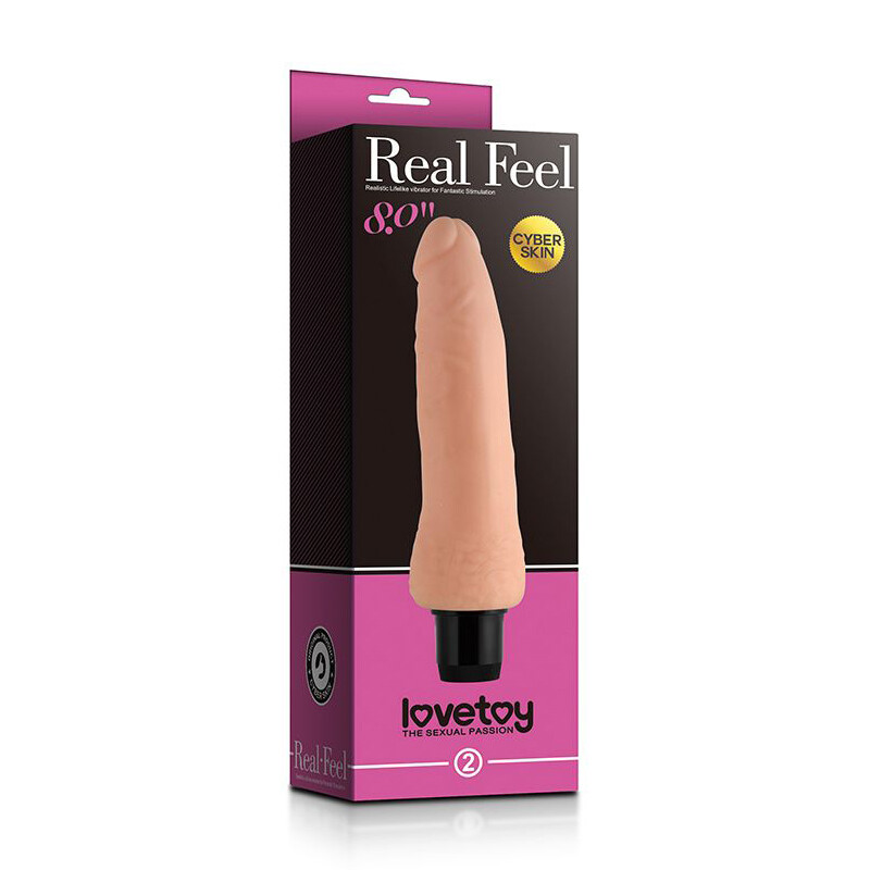 vibratore realistico color carne in tpr morbido con venature e regolatore di velocita a rotella sulla base TPR Real Shape vista prospettica sul letto