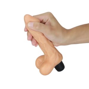 vibratore realistico in tpr rosa flesh venti centimetri con fusto venato glande testicoli e attivazione rotativa delle vibrazioni Velvet Touch Johnson calzata classica