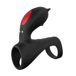 anello fallico vibrante in silicone nero soft touch per stimolazione clitoridea e supporto erezione con telecomando wireless Dark Dreams calzata classica