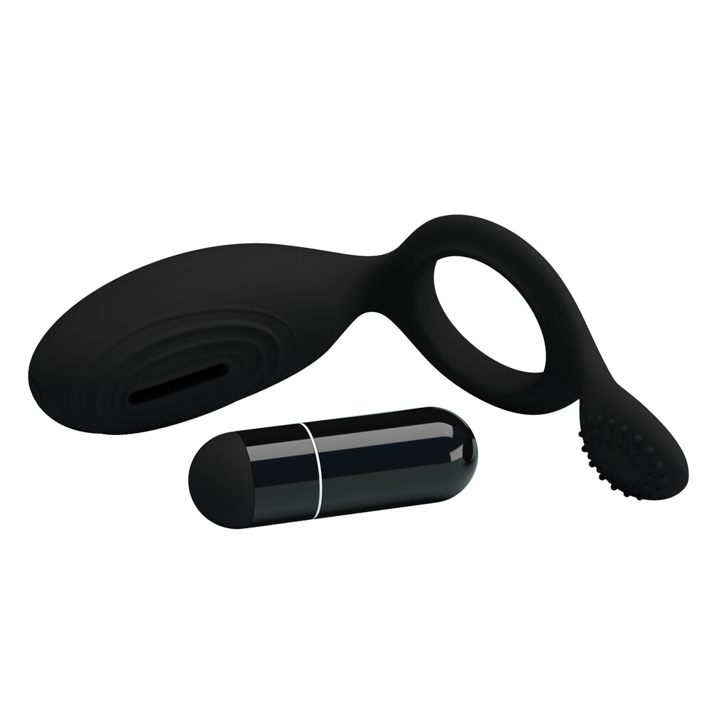 anello fallico vibrante in silicone elastico fucsia con micro rilievi stimolanti e bullet motorizzato removibile a bottone Ethel Kinetic Vista estrazione del bullet motorizzato