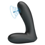 stimolatore prostatico in silicone nero con movimento cinetico di pulsazione assiale per punto p e base allargata a sella Onyx Pulse Probe calzata classica