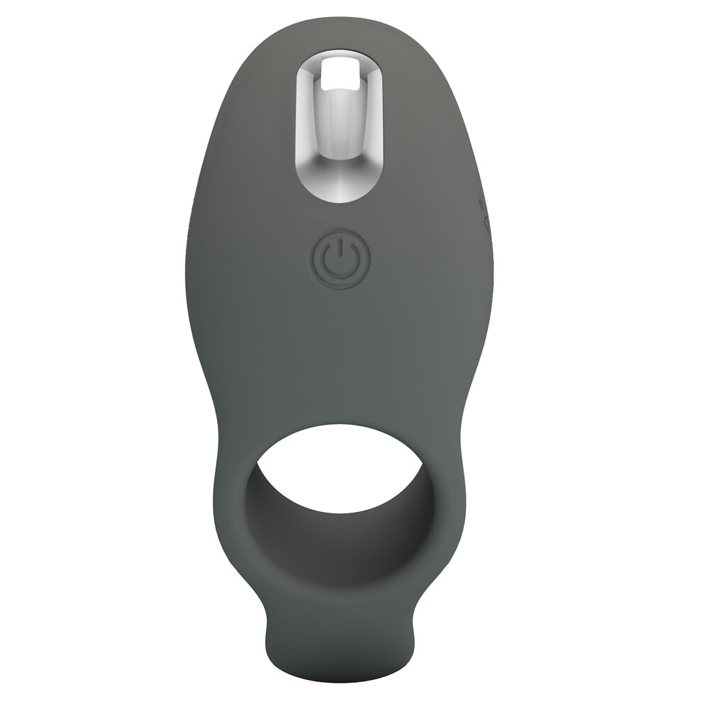 anello fallico vibrante in silicone morbido nero con ampia superficie di stimolazione clitoridea sette modalita e funzione memory Cumylus Pulse Shape focus ala stimolatrice esterna