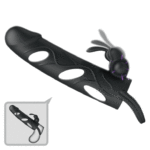 kit di vibratori per stimolazione anale e prostatica in silicone nero con quattro dispositivi inclusi anello fallico e mini bullet Master Hunter Loop dettaglio vibratore anale tredici centimetri