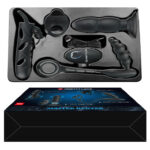 kit di vibratori per stimolazione anale e prostatica in silicone nero con quattro dispositivi inclusi anello fallico e mini bullet Master Hunter Loop dettaglio pulsanti on off