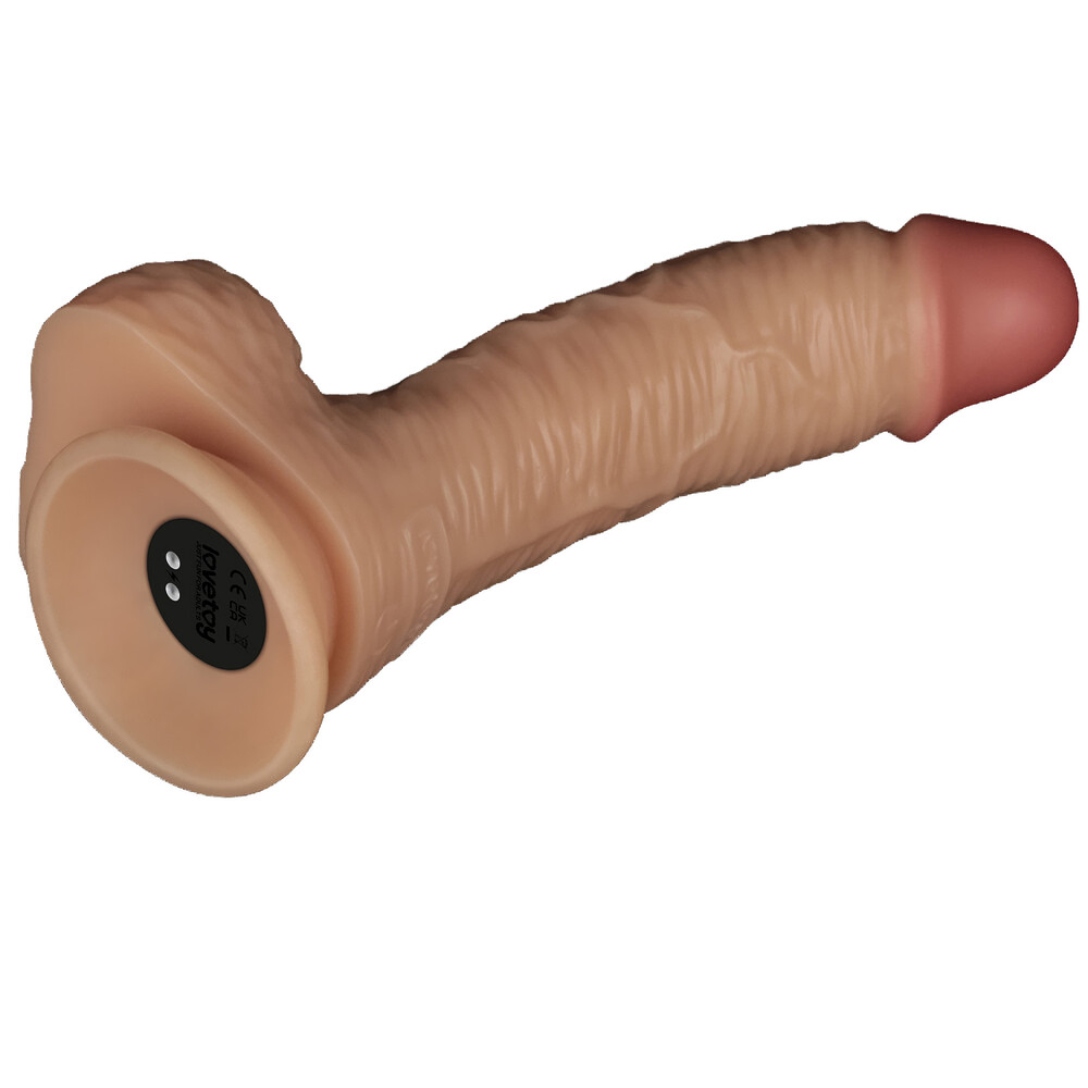 vibratore realistico color carne in pvc morbido flessibile ricurvo con testicoli potente ventosa alla base dieci frequenze e ricarica usb Real Delight Stratum test flessibilita asse