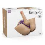 torso masturbatore di coppia in pvc rosa flesh con doppio tunnel dildo modellabile in acciaio e perizoma sexy Sasha Hybrid Torso macro morbidezza mescola soft skin