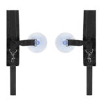 polsiere bondage con ventose ad alta aderenza in pvc trasparente per sospensione verticale e cinghie in poliestere nero Suction Gravity Restraints dettaglio levetta rilascio