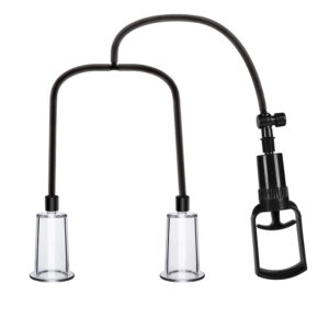 set da suzione manuale con pompa a siringa sistema a doppio tubo flessibile e quattro coppette intercambiabili in silicone per clitoride e capezzoli Passion Vacuum System calzata classica